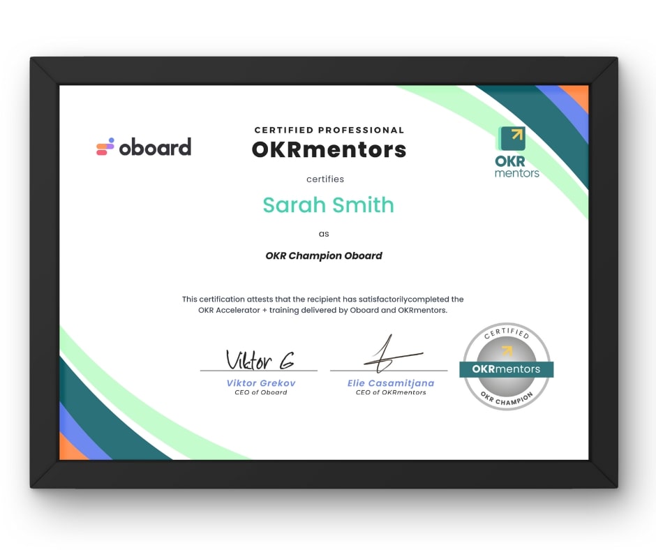 CERTIFICATE OBOARD