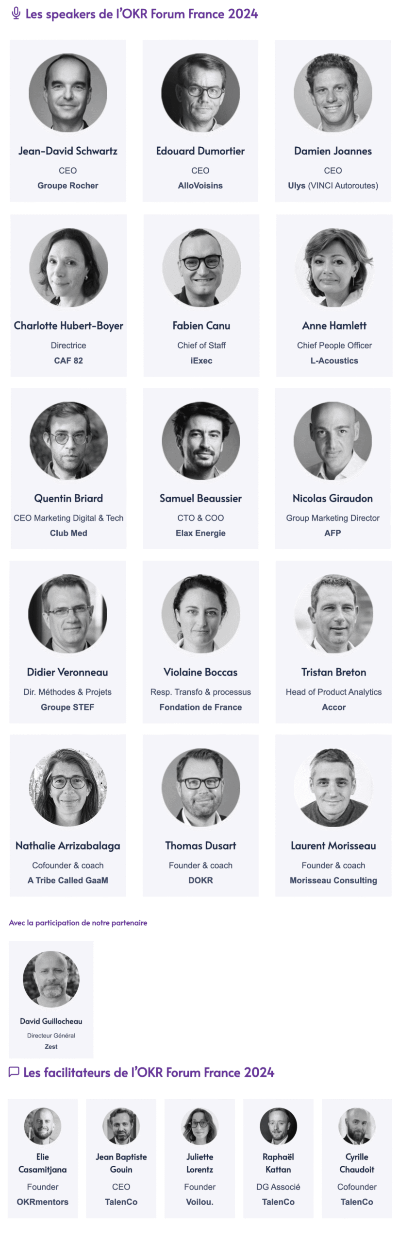 Instructors list