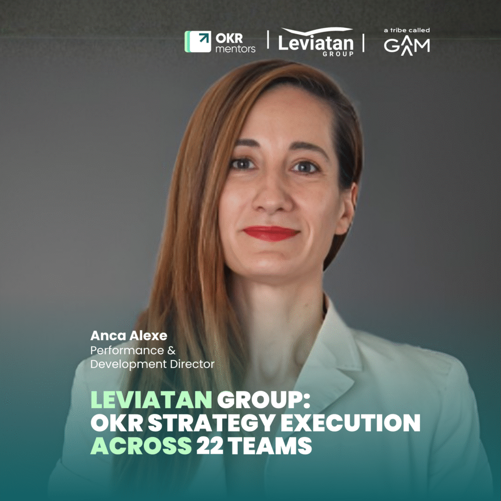 Anca Alexe, Performance and Development Director at Leviatan Group, leading OKR strategy execution across 22 teams